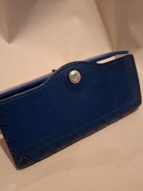 Bottega Veneta Royal Blue Leather Snap Key Holder  Wallet
